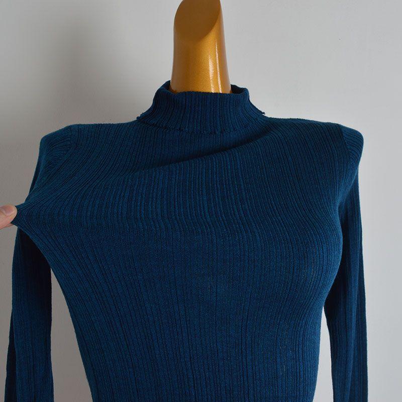 Simplicity New Arrival Pure Color Turtleneck Pullover Long Sleeve Bottoming Shirt Women's Clothing Fall and Winter Skinny Slimming Knitwear Tops