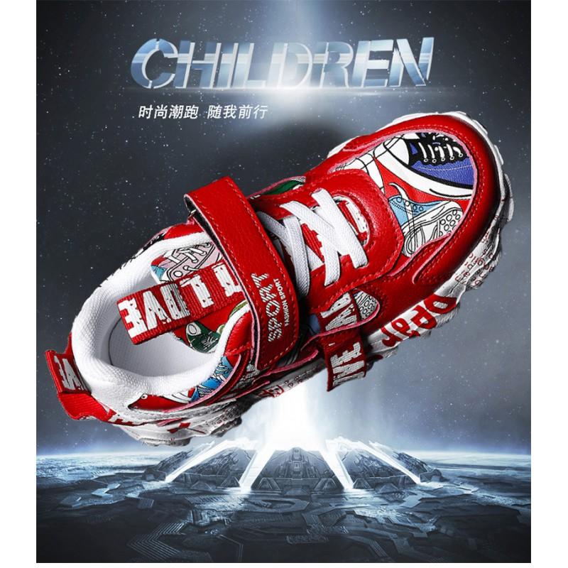 Boys Waterproof Leather-Style Casual Sneakers With Chinese Chic Design Soft Sole Kids 4-16 Years