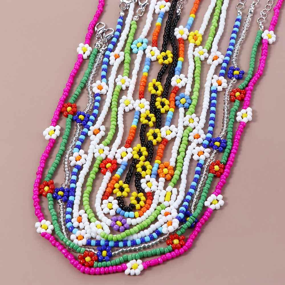 Подарок отпуск прекрасное ожерелье на ключицу женское ожерелье цветы бисерное ожерелье богемия чокер