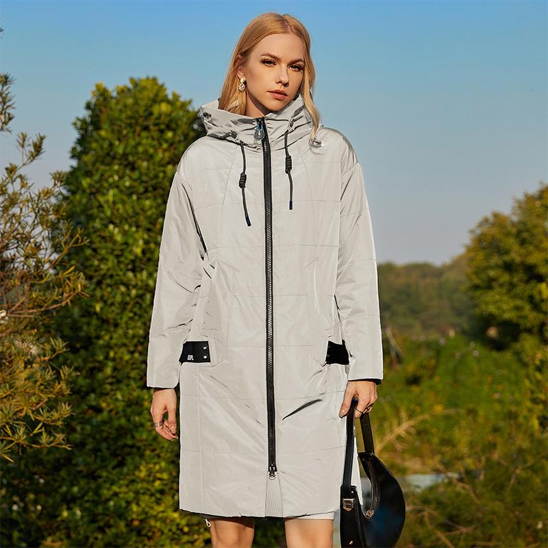 Пальто ZIAI, весеннее тонкое длинное пальто для отдыха, однотонное пальто с капюшоном, модная ветрозащитная верхняя одежда на молнии