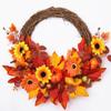 Autumn Color Garland Simulation Sunflower Pumpkin Berry Door Hanging Harvest Festival Rattan Circle Thanksgiving Wreath