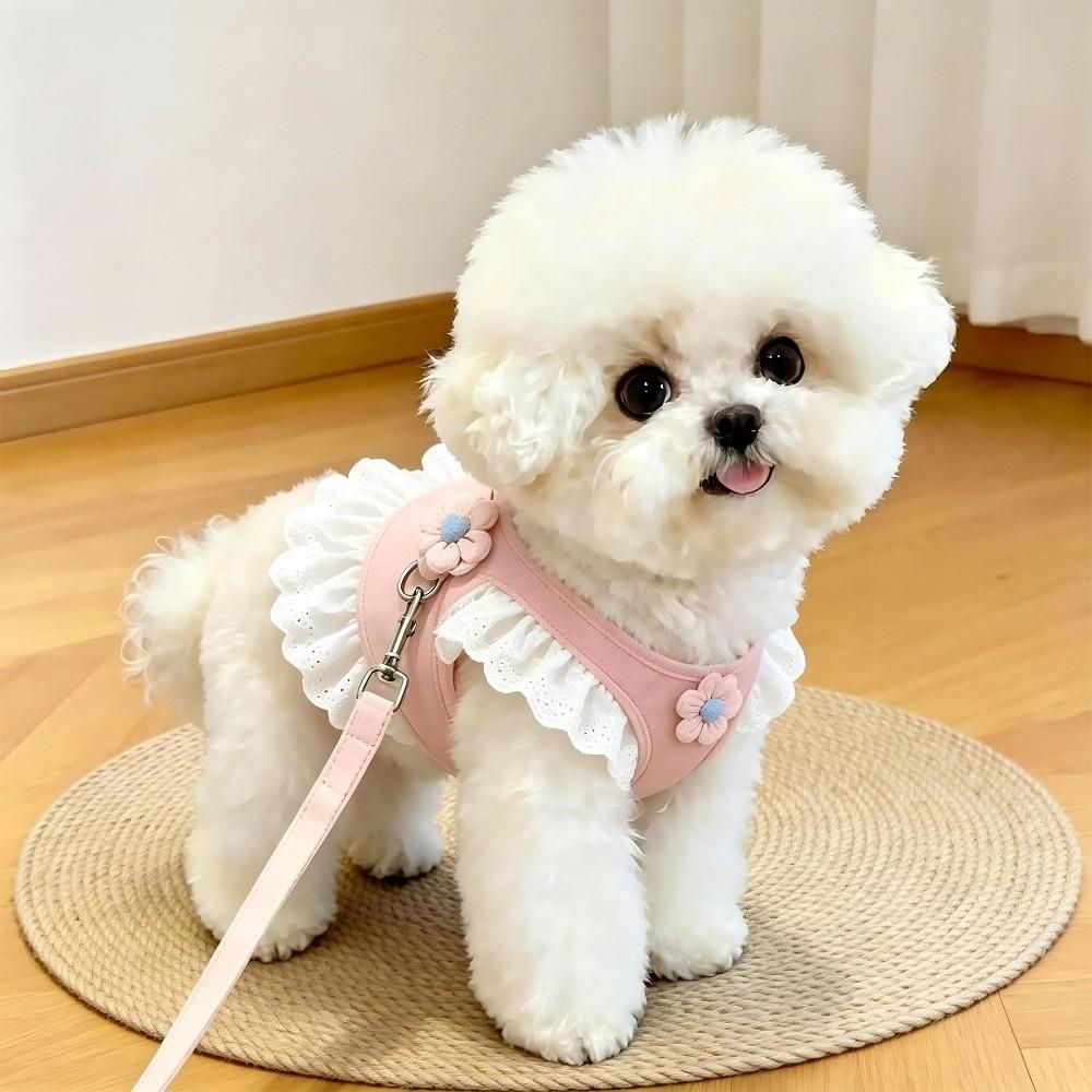 Breathable Material Harness And Leash Set Adjustable Straps Puppy Kitten Harness Tiny Pets