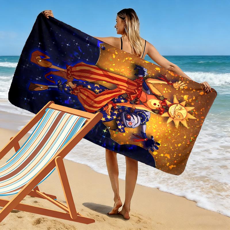 Sun & Moon Jester Anime Print 2D Flat Print Beach Towel, Large Soft Quick Dry Towel for Beach Camping SwimmingZSTJ0915373