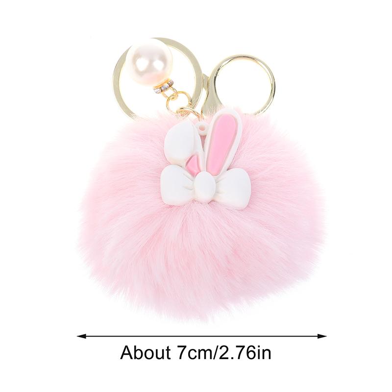 Брелок для ключей с мультяшным мехом кролика, мягкий, милый, пушистый кролик, куклы, сумка, подвески, животное, автомобиль, брелок, сумка, украшения