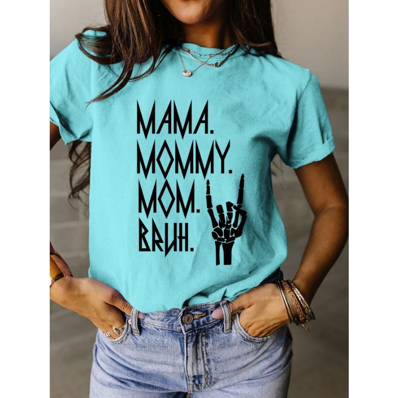 Летняя футболка с принтом MAMA MOMMY из чистого хлопка, с круглым вырезом, свободного кроя, с короткими рукавами, модная женская
