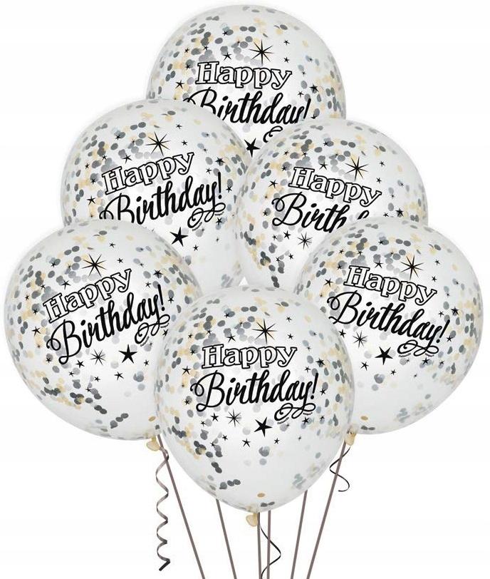Happy Birthday Confetti Balloon, 12", 6 pcs
