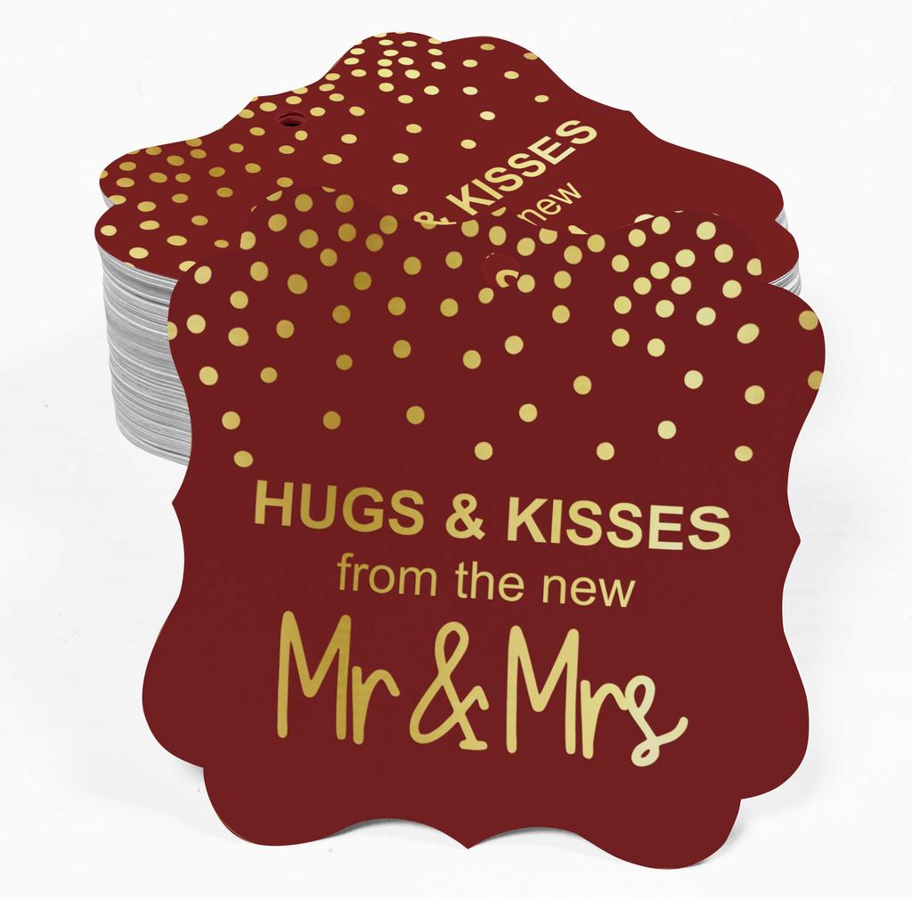 Inkdotpot Бирки для поцелуев и объятий с новой свадебной сувенирной скобой в форме подарочных бирок из настоящей золотой фольги для бонбоньерок