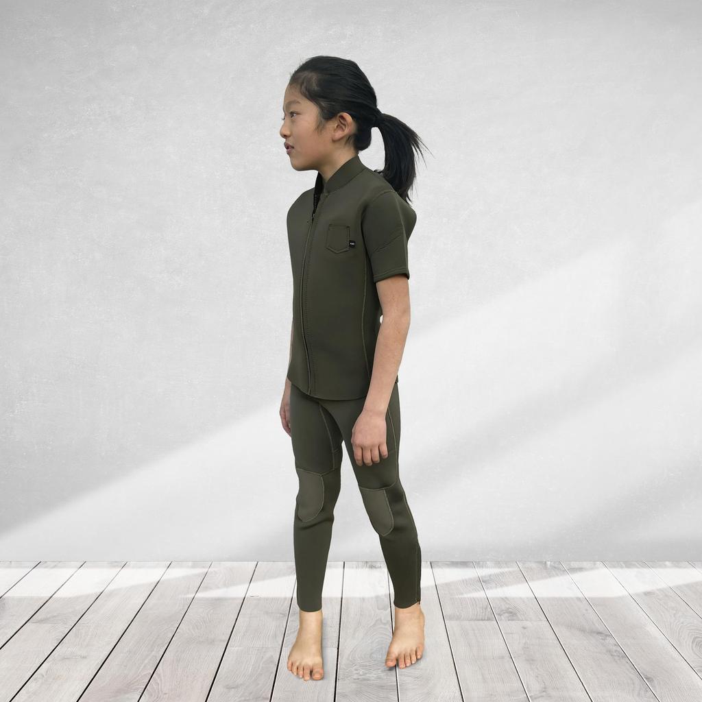 [Amazon Exclusive] Plains Kids Short Sleeve Jacket & Long Johns Set [130cm] P59SM66 Summer Kids Wetsuit Marine Sports