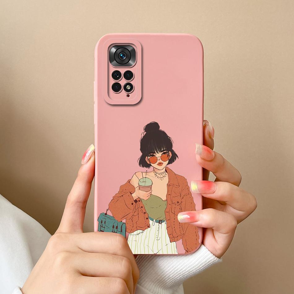 Чехлы для Xiaomi Redmi Note 11S Мультяшный Жидкий Силикон Полное Покрытие Защита от Падений Чехол для Xiaomi Redmi Note11S 11 S Coque Capa