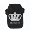 Dog Hoodies Silver PRINCESS Printed Pet Puppy Cat Clothes Hoodies Jumpers Tracksuits for Chihuahua Teacup Care and Large Dogs
