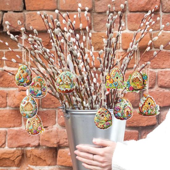 12 шт., подвеска в виде пасхального яйца, тонкая работа, многоразовая пасхальная подвесная бирка, украшение для праздничных украшений