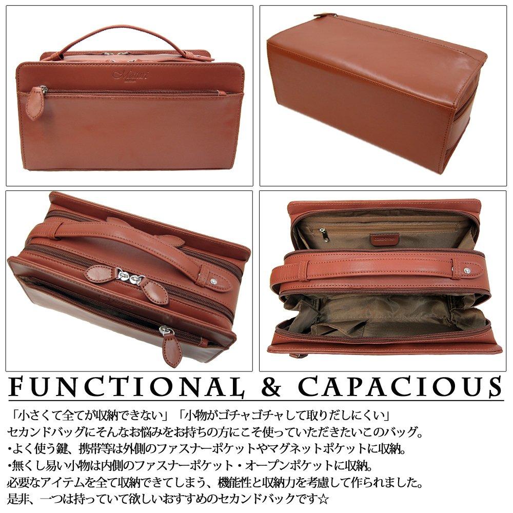 Maturi Кожа лошади кордован Двойная молния Вторая сумка, Коричневый, MT-14