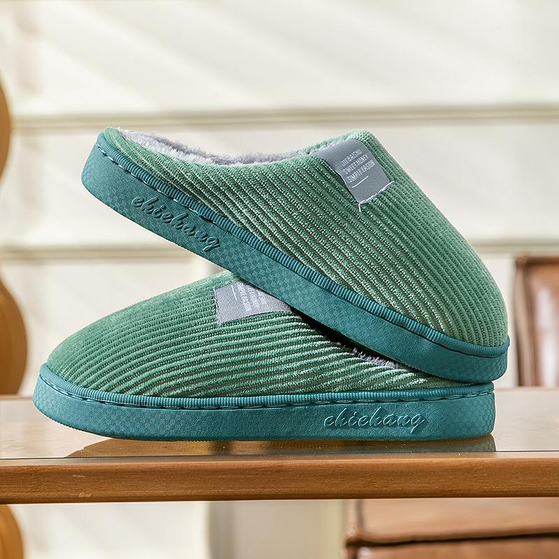 Cotton Slippers Women's Autumn and Winter Indoor Home Thick-soled Non-slip Floor Support Couple Warm Wool Shoes Confinement Shoes