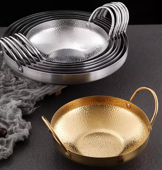 Глубокая золотая нержавеющая сталь Сухой Бар маленький горшок Бытовой Маленький Хот-пот Спиртовая плита Дорогая жаровня полосатый хот-пот