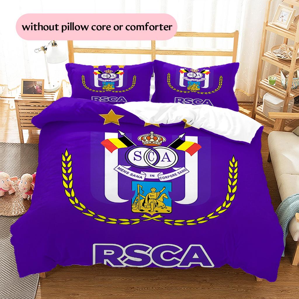 RSC Anderlecht  Узорный Комплект Постельного Белья Одеяло  Домашний Декор  Подарок (1 пододеяльник + 2 наволочки без наполнителя)