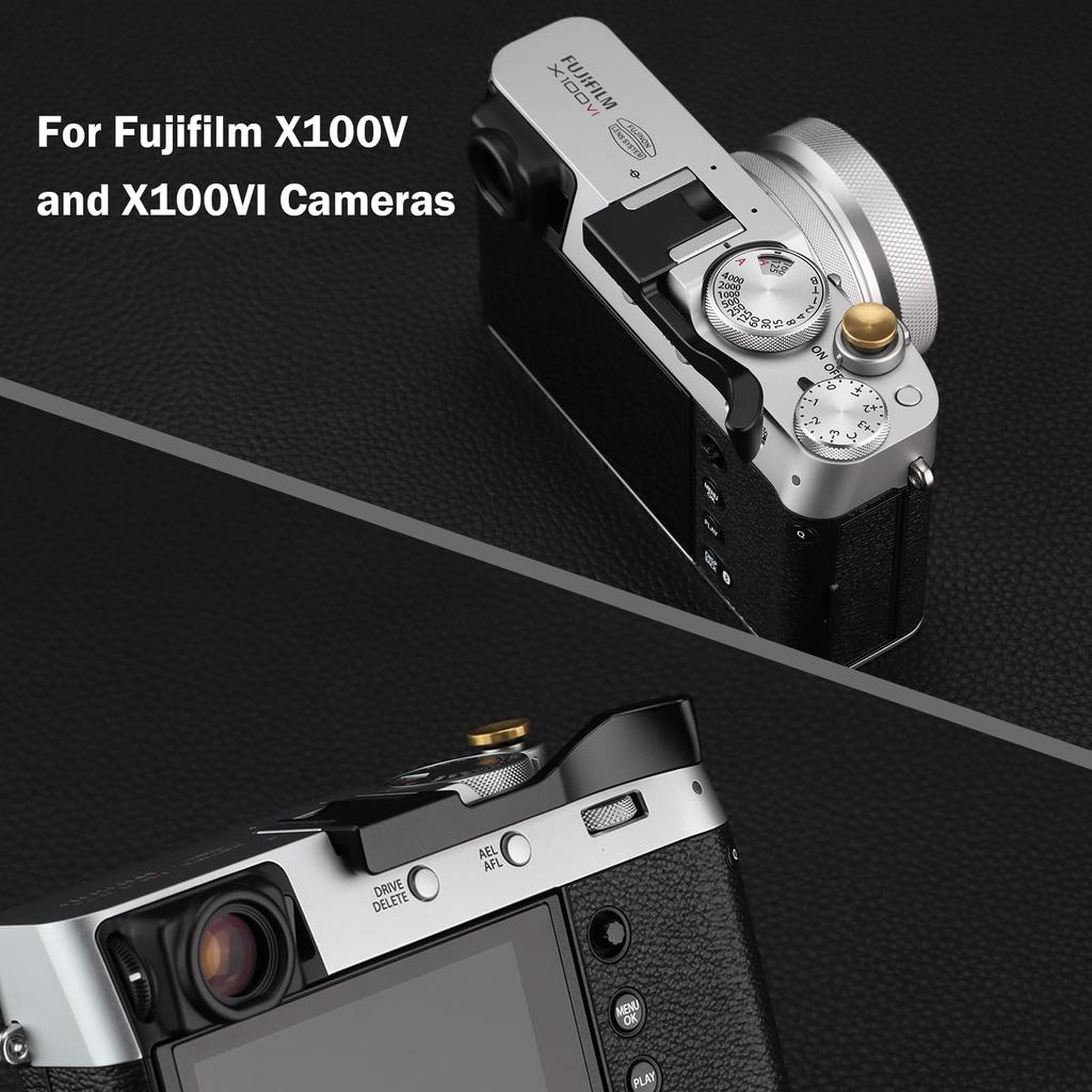 Haoge Metal Thumb Up Rest Hand Grip Fujifilm X100VI Fujinon X100V Camera Accessories Black Hot Shoe Thumb Up THB-XVB