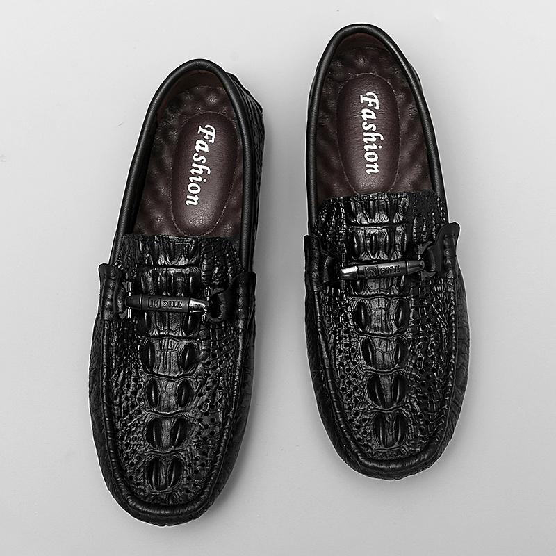 Fashion Fashion Genuine Leather Man Loafers Classic Slip-on Casual Shoes Business Men Moccasins Crocodile Pattern Non-slip Driving Shoes