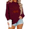Women's Casual Fashion Print Long Sleeve O-Neck Pullover Top Blouse