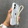 Роскошный прозрачный чехол для телефона Magsafe с ремешком на запястье для iPhone 17 Pro Max 16 11 12 13 15 14 Pro Max, защитная задняя крышка