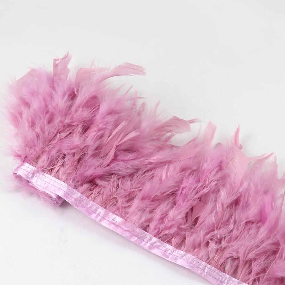 1 метр Натуральная отделка из перьев индейки Высота 10-15 см Свадебная одежда Украшение платья DIY Перьевая лента Швейные поделки
