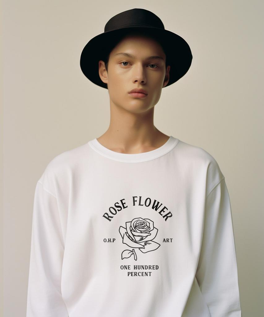 OHP Ohp Rose Flower Basic Long Sleeve T-Shirt