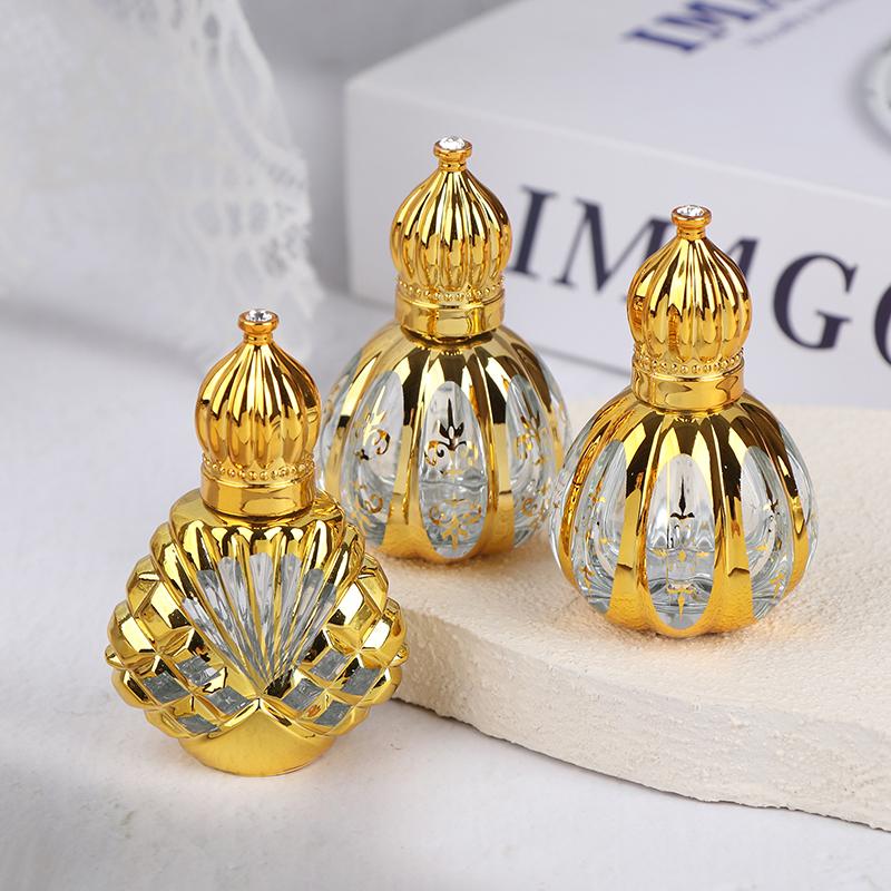 13Ml Roll On Bottle Glass Mini Essential Oil Container Portable Cosmetic Vials Blending Perfume Bottle Gold Empty Roll-On Bottle