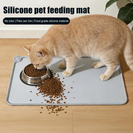Pet Bowl Mat Anti-Slip Waterproof Raised Edge Pet Food Mat Silicone Pet Feeding Mat for Cats Dogs Water Bowl Food Dish