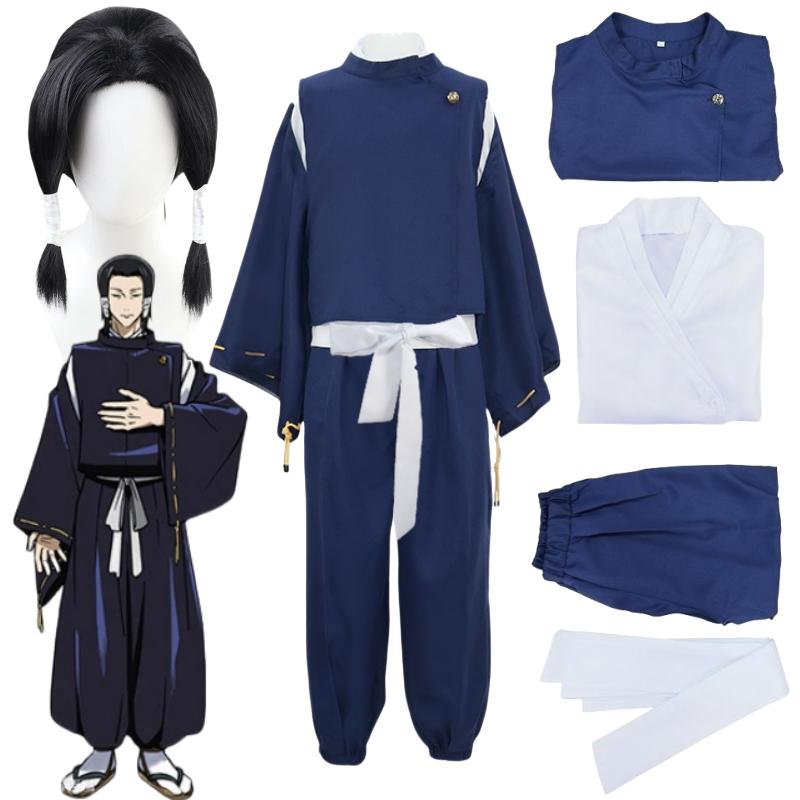 Аниме дзюдзюцу кайсен Норитоши Камо косплей черный парик с синим пальто кимоно наряд Хэллоуин карнавальные костюмы для вечеринок