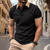 Men's Fashion Polo Shirt Colour Blocking Buttons Top Men's Sports Polo Shirt New Short-sleeved Body Shirt