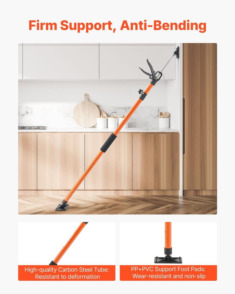 Cabinet Jack Support Pole, 4-Pack, 116-290 cm Steel Telescopic Quick Support Rod, Adjustable 3rd Hand System up to 70 kg Capacity for Installing