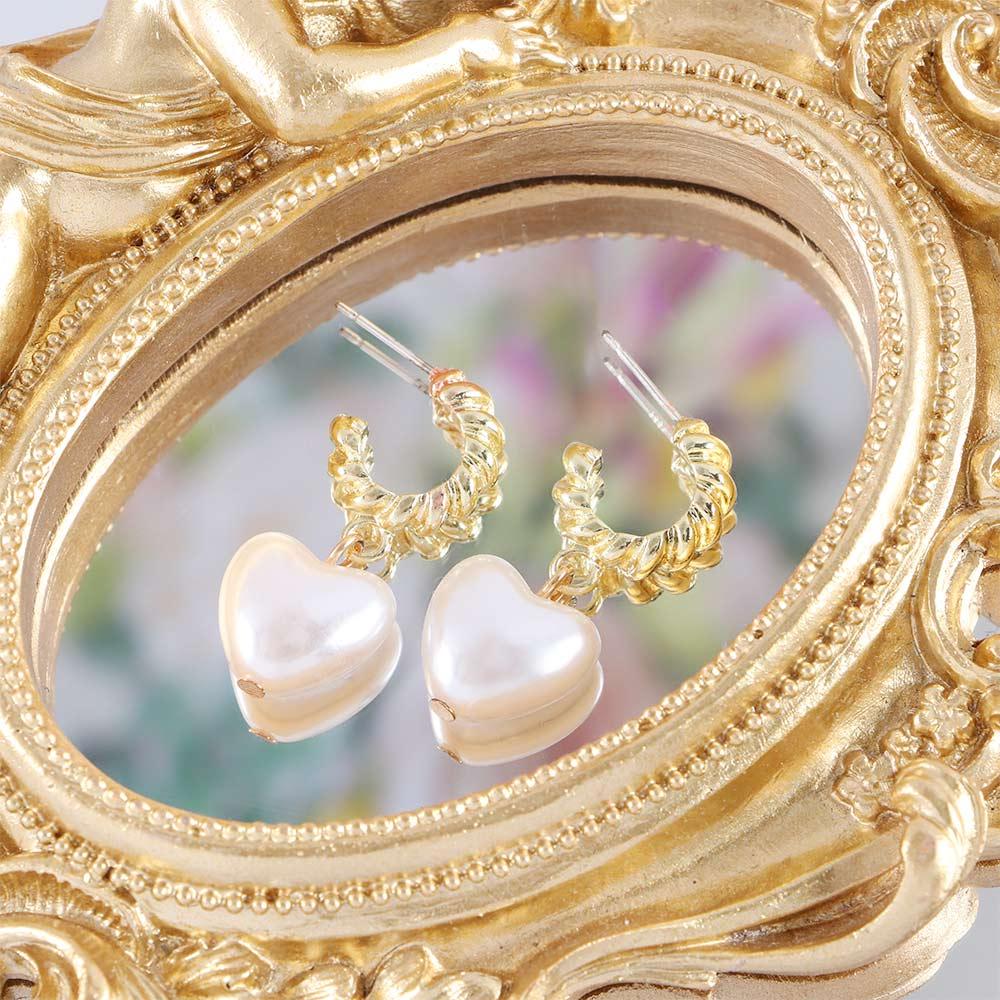 Темперамент Новые ретро девушки геометрические жемчужные серьги скрученные круглые сращивающиеся пеньковые серьги-кольца