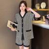 Loose Soft Luxurious Lettered Women's Pajamas Set Summer Button Up Top and Shorts Pajamas 2 Piece Pajamas Set for Women