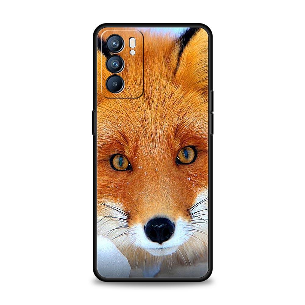 Милый подарочный мягкий чехол для телефона Red Fox для Oppo Find X5 A54 A53 A52 A9 2020 A15 A95 A16 A76 A74 A12 Reno7 SE Reno6 Pro 5G черный чехол