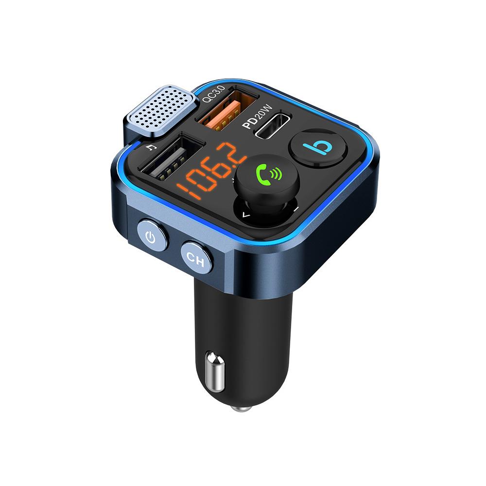 Wireless Bluetooth 5.0 Handsfree Car Fm Transmitter Dual USB Car Charger Auto Radio Fm Modulator Mp3 Player Black Adapter