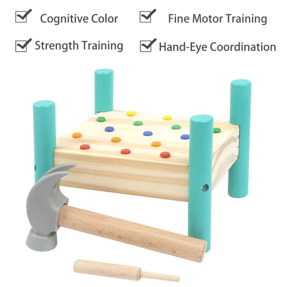 Montessori Double Sides Pegboard Toy Wood Baby Hammer Hit Wooden Toys  Children Kids Boys