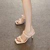 Stepping On Shit Sandals Femininity Socialite Word with Soft Sole White 2025 New Summer Slippers High Heel Sandals