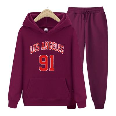Женский комплект с капюшоном с длинными рукавами Лос-Анджелес 91, уличная одежда с буквами города США, уличная одежда, повседневные флисовые толстовки, комплект оверсайз