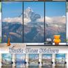 Sky Artistic Glass Sticker Static Cling Privacy Window Film Mountain Landscape Painting Frosted Window Sticker Home Decor