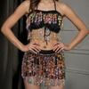 2 Pieces, Bra With Sequined Tassels, Fringed Top, Belly Dance Skirt, Carnival, Club, Costumes