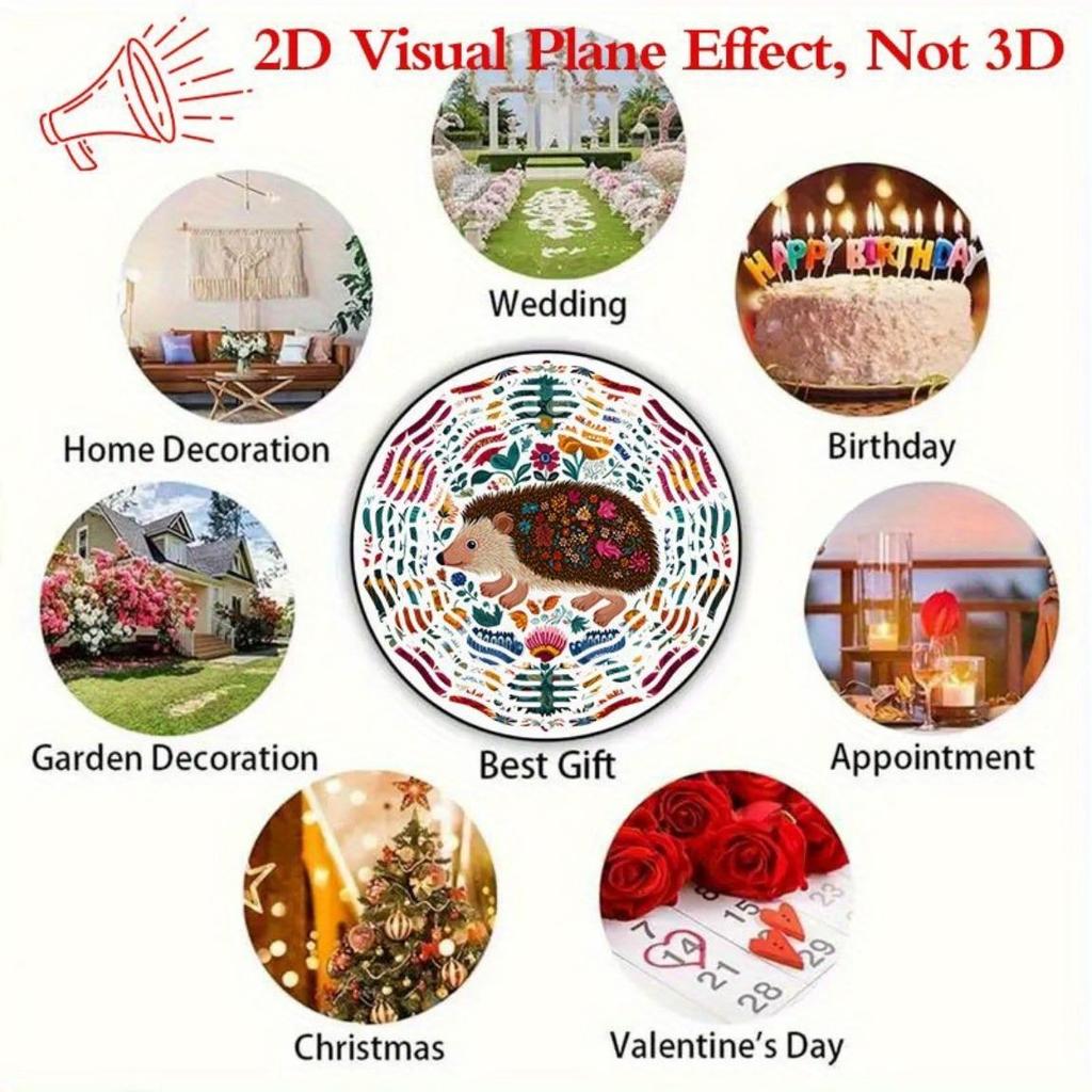 10 Inch Floral Hedgehog Square Wind Chime Rotary Spinner for Indoor Outdoor Garden Decor Hanging Art Wind Sculpture Gift Souvenir