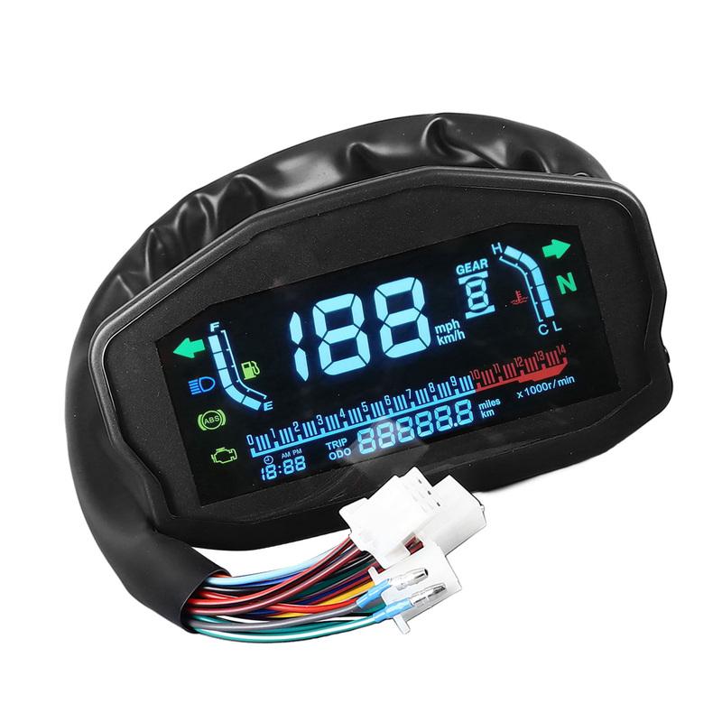 Motorcycle Instrument Cluster Speedometer Tachometer LCD Digital Display Water Temperature Oil Level Meter