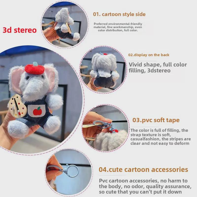 Энергичный плюшевый брелок в виде слона - милое мультяшное украшение в виде животного и подарок для студента