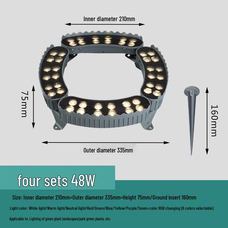 LED Ring Tree Spotlight: Waterproof, Outdoor, Seven-Color Landscape Light