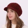New Autumn and Winter Women's Velvet and Thickened Wool Cable Knit Cap  Fashionable Warm and Cold Proof Beret Knitted Hat