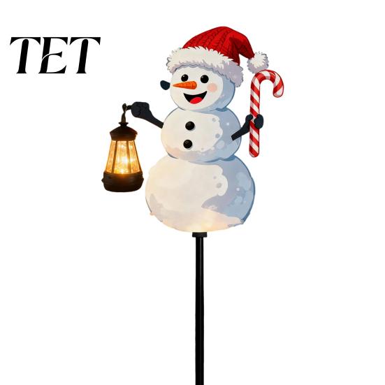 Solar Powered Decorative Light 1/2Pcs Holding Lantern Santa Stake Light, Christmas Snowman Lamp with Pathway Lighting Stake, for Outdoor Garden