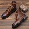 Retro Top Layer Cowhide Workwear Men's Boots, Size 39-50 Outdoor Martin Boots, Men's Red Boots