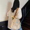 Korean Style Hollow Woven Shoulder Bag Large Capacity Woven Grocery Bag  Supermarket