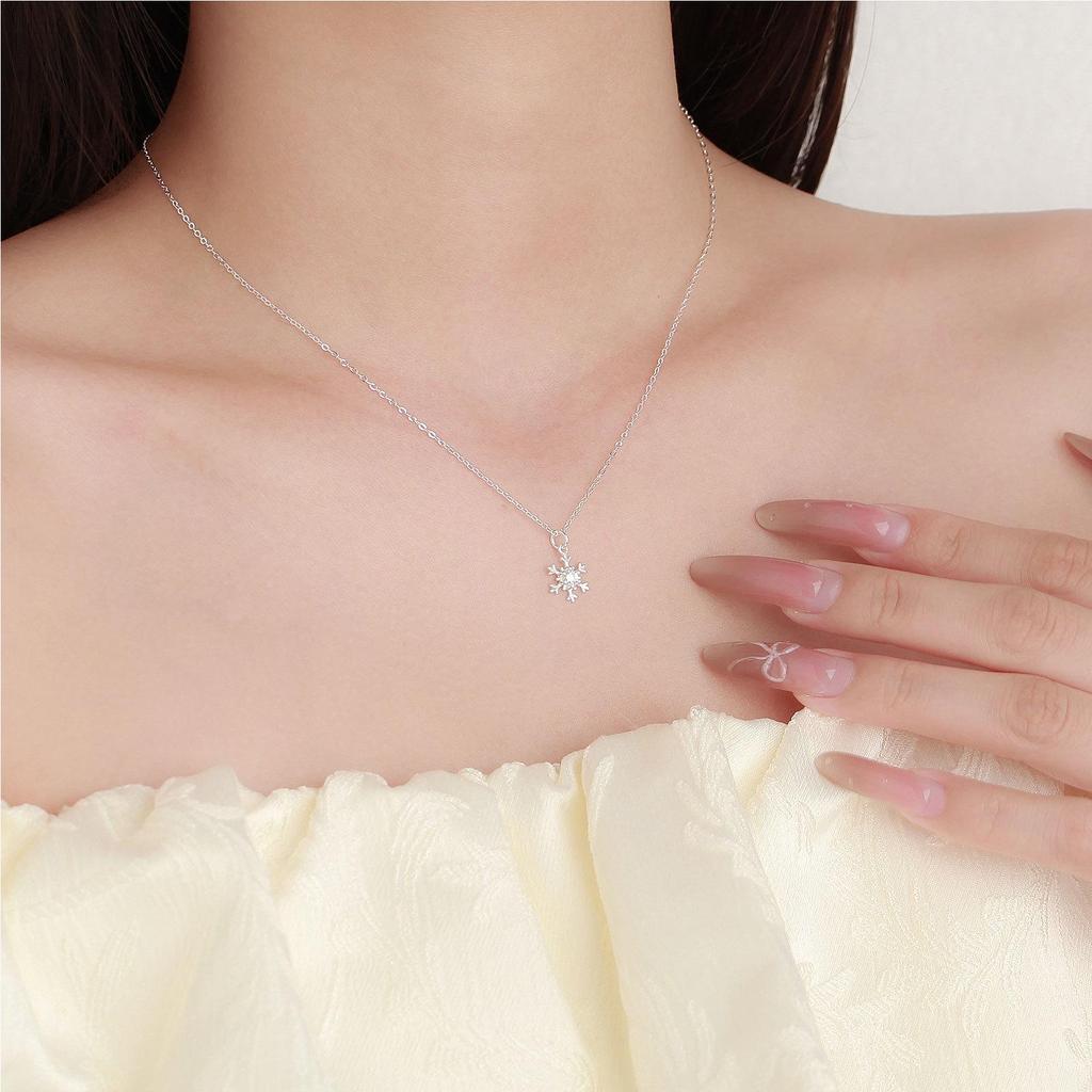 Ожерелье из стерлингового серебра 999 пробы с бриллиантом в виде снежинки: Элегантный, Универсальный Чокер с Нишевым Дизайном