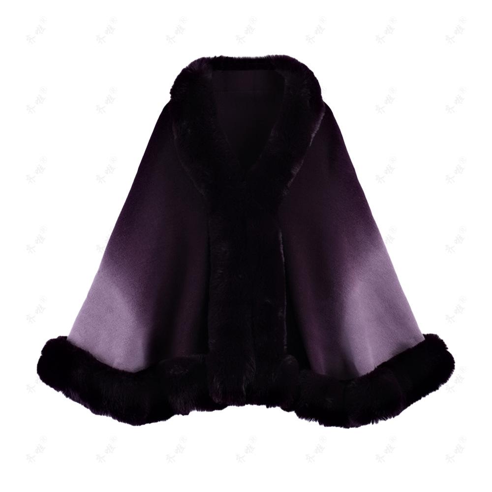 Женская шаль из искусственного меха с градиентом цвета, мягкая теплая удобная накидка-пончо, кардиган из искусственного меха кролика рекса, шаль, накидка большого размера на осень-зиму