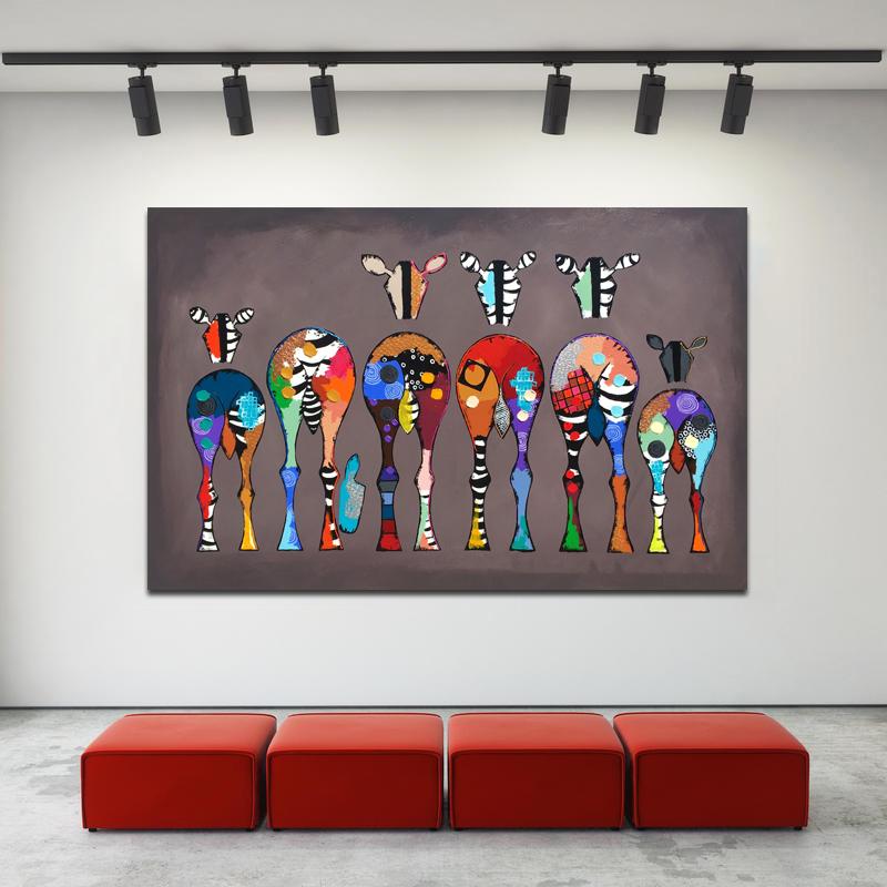 Настенные постеры, холст, картина, шесть зебр, фотографии для гостиной, абстрактные красочные животные, настенные художественные принты, рамка